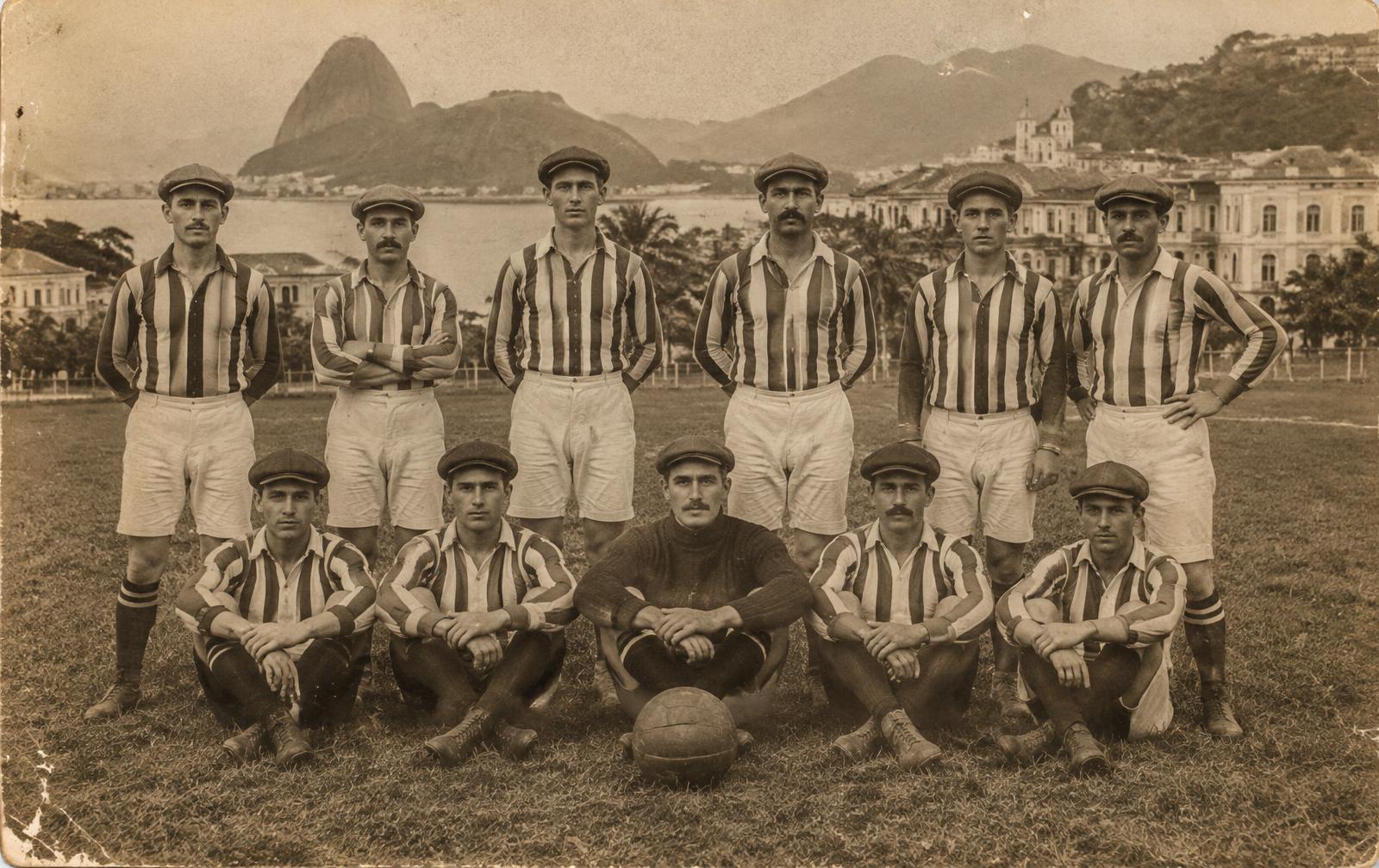 Foto antiga de time de futebol no Rio de Janeiro